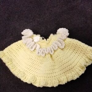 Yellow and White Crochet Kids Cape